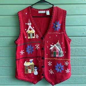 Vintage Ugly Christmas Sweater Vest Large